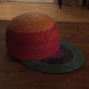 Vintage Colour Block Saks Fifth Avenue Straw Hat